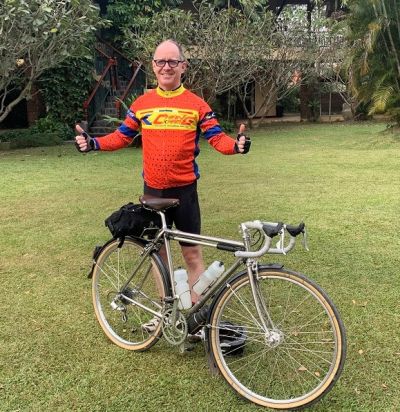 Michael Thomson Cycling on the  tour with redspokes